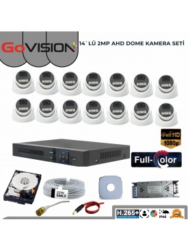 14 KAMERALI 2MP 1080P,FULLHD,WARMLED,FULLCOLOR,SU GEÇİRMEZ, 14'LÜ AHD DOME KAMERA SETİ