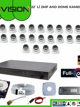 22 KAMERALI 2MP 1080P,FULLHD,WARMLED,FULLCOLOR,SU GEÇİRMEZ, 22'Lİ AHD DOME KAMERA SETİ 