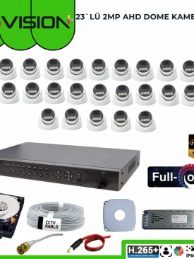 23 KAMERALI 2MP 1080P,FULLHD,WARMLED,FULLCOLOR,SU GEÇİRMEZ, 23'LÜ AHD DOME KAMERA SETİ