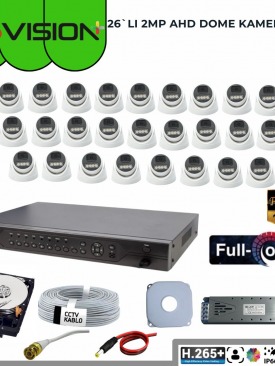 26 KAMERALI 2MP 1080P,FULLHD,WARMLED,FULLCOLOR,SU GEÇİRMEZ, 26'LI AHD DOME KAMERA SETİ