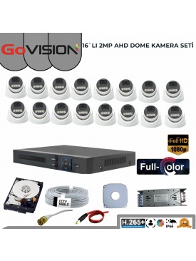 16 KAMERALI 2MP 1080P,FULLHD,WARMLED,FULLCOLOR,SU GEÇİRMEZ, 16'LI AHD DOME KAMERA SETİ