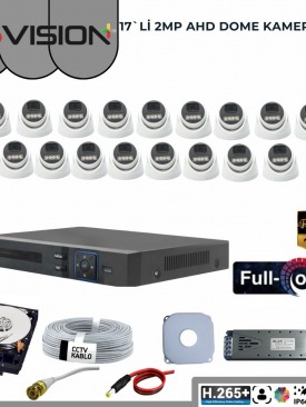 17 KAMERALI 2MP 1080P,FULLHD,WARMLED,FULLCOLOR,SU GEÇİRMEZ, 17'Lİ AHD DOME KAMERA SETİ