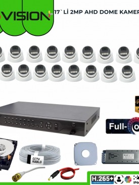 17 KAMERALI 2MP 1080P,FULLHD,WARMLED,FULLCOLOR,SU GEÇİRMEZ, 17'Lİ AHD DOME KAMERA SETİ