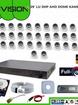 29 KAMERALI 2MP 1080P,FULLHD,WARMLED,FULLCOLOR,SU GEÇİRMEZ, 29'LU AHD DOME KAMERA SETİ