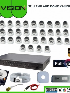 31 KAMERALI 2MP 1080P,FULLHD,WARMLED,FULLCOLOR,SU GEÇİRMEZ, 31'Lİ AHD DOME KAMERA SETİ