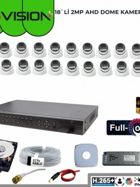 18 KAMERALI 2MP 1080P,FULLHD,WARMLED,FULLCOLOR,SU GEÇİRMEZ, 18'Lİ AHD DOME KAMERA SETİ