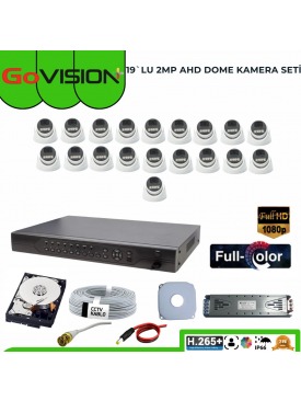 19 KAMERALI 2MP 1080P,FULLHD,WARMLED,FULLCOLOR,SU GEÇİRMEZ, 19'LU AHD DOME KAMERA SETİ