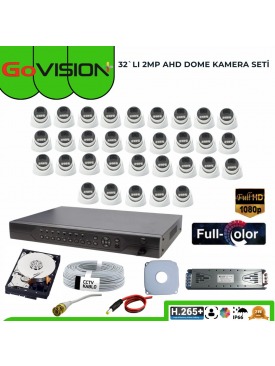32 KAMERALI 2MP 1080P,FULLHD,WARMLED,FULLCOLOR,SU GEÇİRMEZ, 32'Lİ AHD DOME KAMERA SETİ