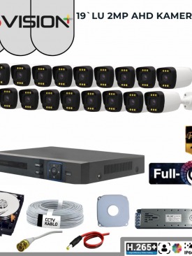 19 KAMERALI 2MP 1080P,FULLHD,WARMLED,FULLCOLOR,SU GEÇİRMEZ, 19'LU AHD BULLET KAMERA SETİ