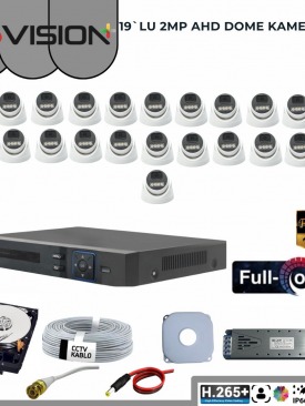 19 KAMERALI 2MP 1080P,FULLHD,WARMLED,FULLCOLOR,SU GEÇİRMEZ, 19'LU AHD DOME KAMERA SETİ
