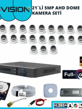 21 Kameralı 5MP 1080P Fullhd, Warmled, Fullcolor, Su Geçirmez, AHD Dome Kamera Seti