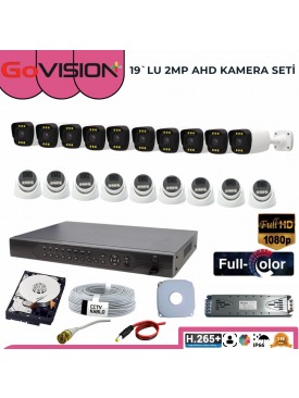 19 KAMERALI 2MP 1080P,FULLHD,WARMLED,FULLCOLOR,SU GEÇİRMEZ, 19'LU AHD DOME-BULLET KAMERA SETİ