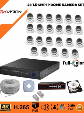 23 KAMERALI ULTRA HD 4K ÇÖZÜNÜRLÜK, GECE GÖRÜŞLÜ, WARMLED, FULLCOLOR, H.265, POE 5MP İP DOME KAMERA SETİ