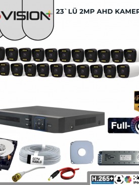 23 KAMERALI 2MP 1080P,FULLHD,WARMLED,FULLCOLOR,SU GEÇİRMEZ, 23'LÜ AHD BULLET KAMERA SETİ