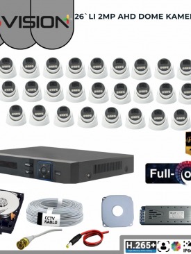 26 KAMERALI 2MP 1080P,FULLHD,WARMLED,FULLCOLOR,SU GEÇİRMEZ, 26'LI AHD DOME KAMERA SETİ