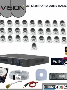 28 KAMERALI 2MP 1080P,FULLHD,WARMLED,FULLCOLOR,SU GEÇİRMEZ, 28'Lİ AHD DOME KAMERA SETİ