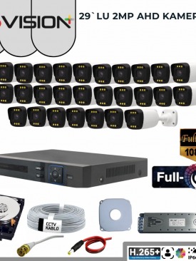 29 KAMERALI 2MP 1080P,FULLHD,WARMLED,FULLCOLOR,SU GEÇİRMEZ, 29'LU AHD BULLET KAMERA SETİ