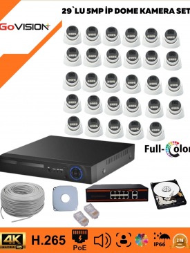 29 KAMERALI ULTRA HD 4K ÇÖZÜNÜRLÜK, GECE GÖRÜŞLÜ, WARMLED, FULLCOLOR, H.265, POE 5MP İP DOME KAMERA SETİ