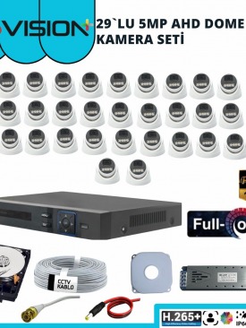 29 Kameralı 5MP 1080P Fullhd, Warmled, Fullcolor, Su Geçirmez, AHD Dome Kamera Seti