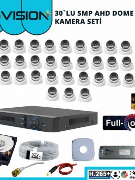 30 Kameralı 5MP 1080P Fullhd, Warmled, Fullcolor, Su Geçirmez, AHD Dome Kamera Seti