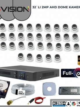 32 KAMERALI 2MP 1080P,FULLHD,WARMLED,FULLCOLOR,SU GEÇİRMEZ, 32'Lİ AHD DOME KAMERA SETİ