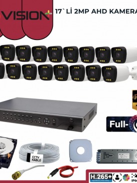 17 KAMERALI 2MP 1080P,FULLHD,WARMLED,FULLCOLOR,SU GEÇİRMEZ, 17'Lİ AHD BULLET KAMERA SETİ
