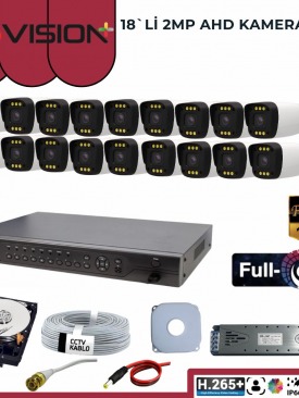 18 KAMERALI 2MP 1080P,FULLHD,WARMLED,FULLCOLOR,SU GEÇİRMEZ, 18'Lİ AHD BULLET KAMERA SETİ