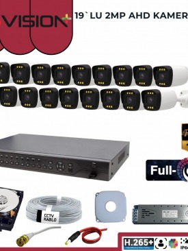 19 KAMERALI 2MP 1080P,FULLHD,WARMLED,FULLCOLOR,SU GEÇİRMEZ, 19'LU AHD BULLET KAMERA SETİ