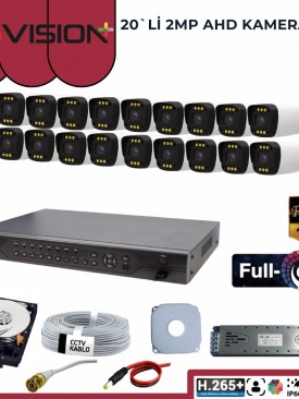 20 KAMERALI 2MP 1080P,FULLHD,WARMLED,FULLCOLOR,SU GEÇİRMEZ, 20'Lİ AHD BULLET KAMERA SETİ