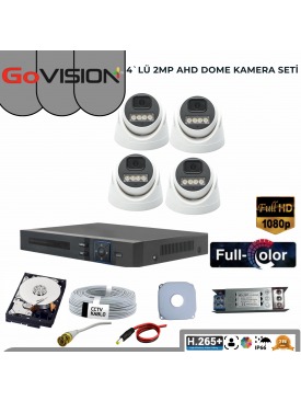 4 KAMERALI 2MP 1080P,FULLHD,WARMLED,FULLCOLOR,SU GEÇİRMEZ, 4'LÜ AHD DOME KAMERA SETİ
