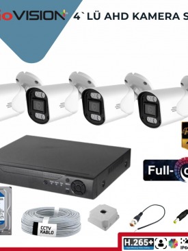 4`Lü Ahd Kamera Seti 1080p 5mp Lens Gece Görüşlü, Full Color Serisi