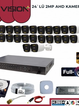 24 KAMERALI 2MP 1080P,FULLHD,WARMLED,FULLCOLOR,SU GEÇİRMEZ, 24'LÜ AHD BULLET KAMERA SETİ