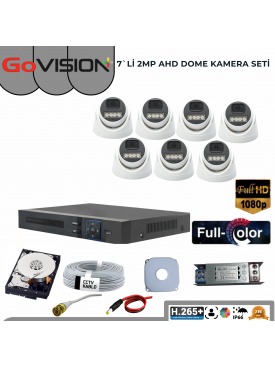 7 KAMERALI 2MP 1080P,FULLHD,WARMLED,FULLCOLOR,SU GEÇİRMEZ, 7'Lİ AHD DOME KAMERA SETİ