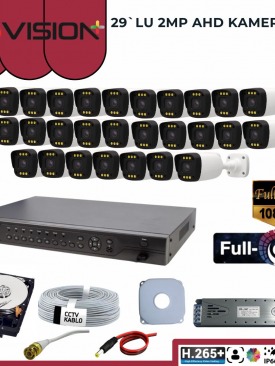 29 KAMERALI 2MP 1080P,FULLHD,WARMLED,FULLCOLOR,SU GEÇİRMEZ, 29'LU AHD BULLET KAMERA SETİ