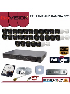 27 KAMERALI 2MP 1080P,FULLHD,WARMLED,FULLCOLOR,SU GEÇİRMEZ, 27'Lİ AHD BULLET KAMERA SETİ