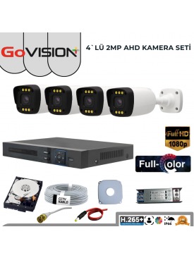 4 KAMERALI 2MP 1080P,FULLHD,WARMLED,FULLCOLOR,SU GEÇİRMEZ, 4'LÜ AHD BULLET KAMERA SETİ